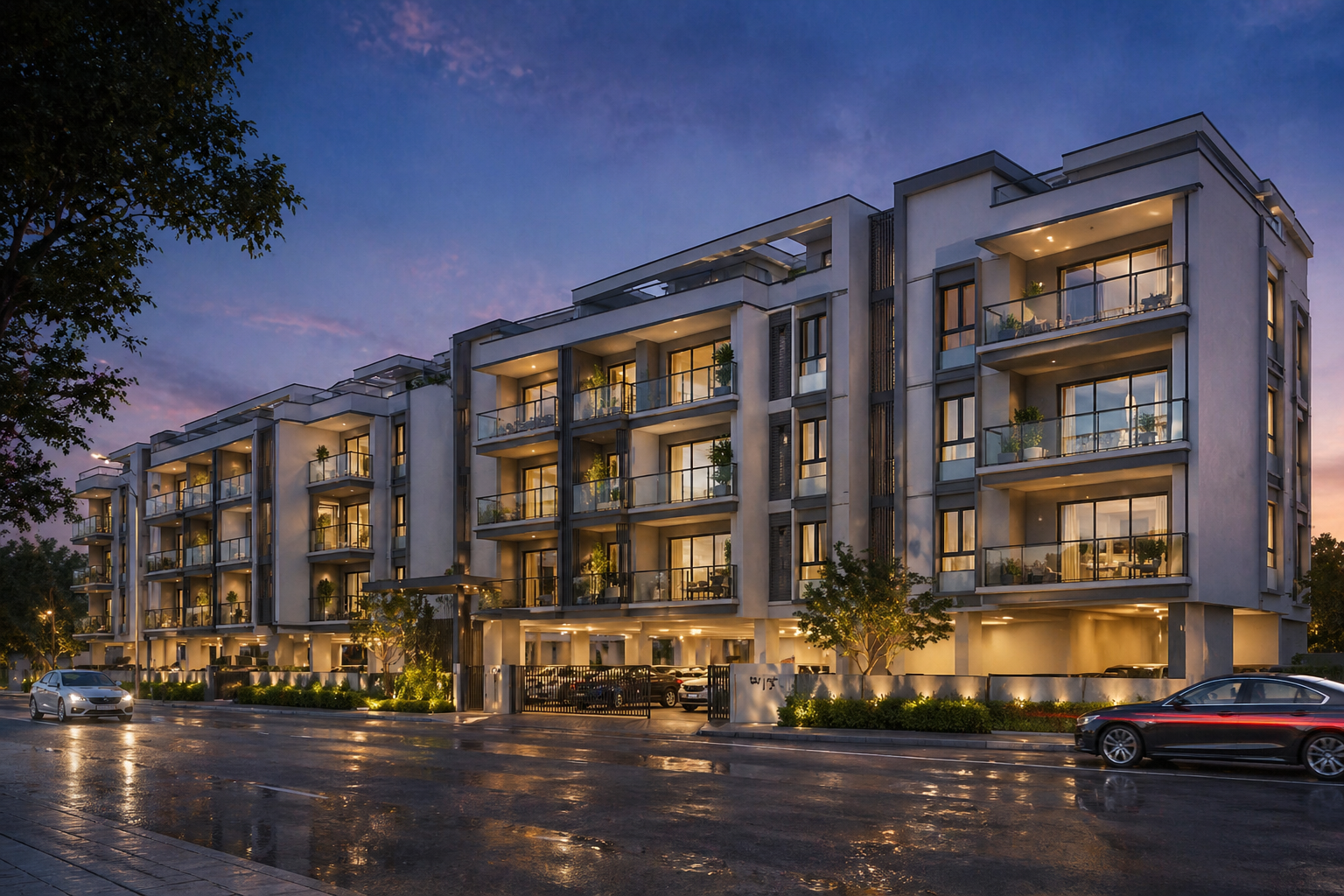 Modern residential apartment buildings