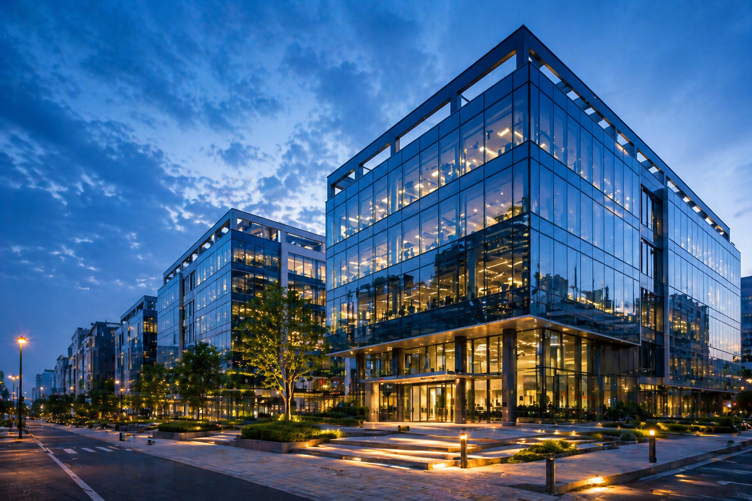 Modern commercial glass office building